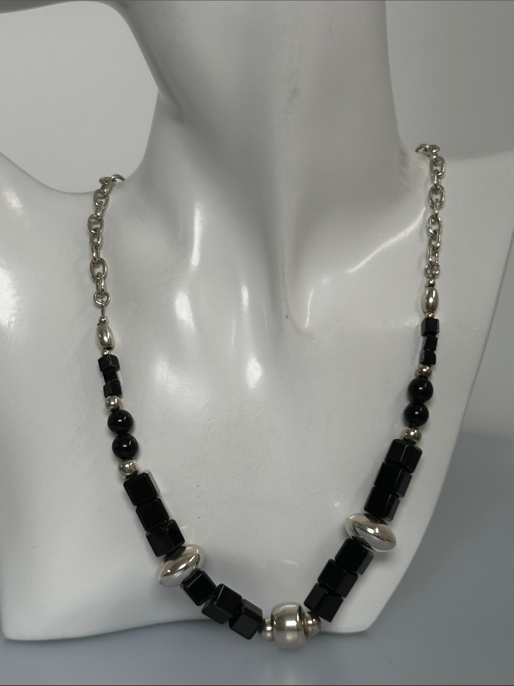 Elegant 925 Sterling Silver Black ONYX Necklace